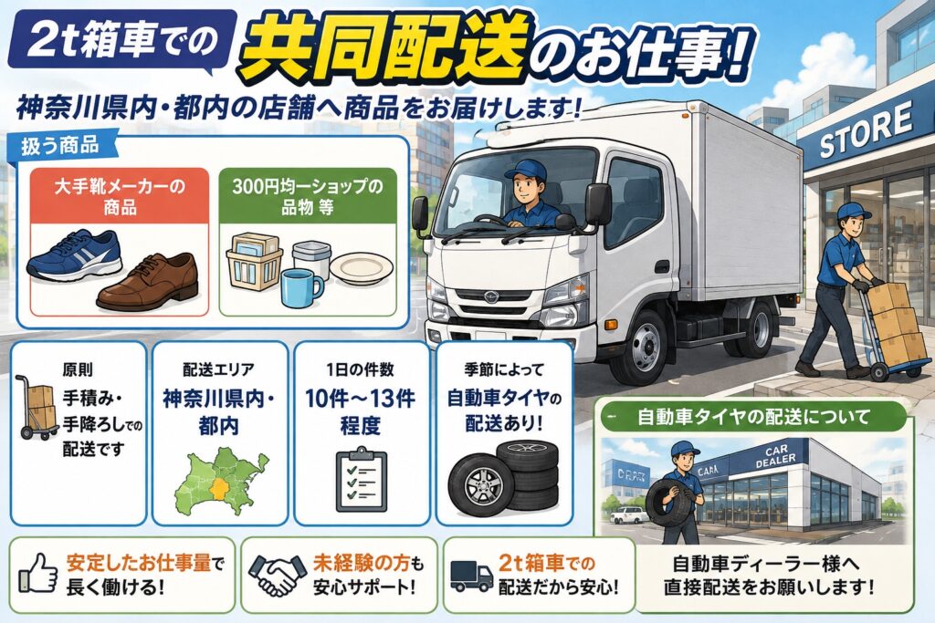 季節で変わる配送、飽きないドライバー業務/2t箱車ドライバー（共同配送･タイヤ配送）の職場写真