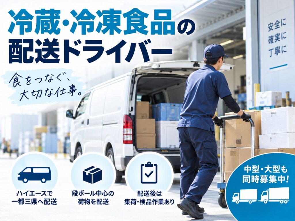 ハイエースで一都三県へ＊台車使用OKの食品配送の職場写真