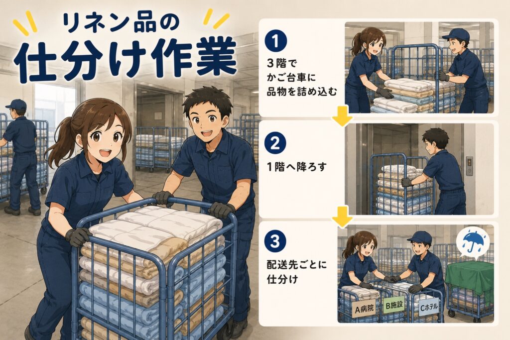未経験から始められるコツコツ仕分け！リネン仕分け作業