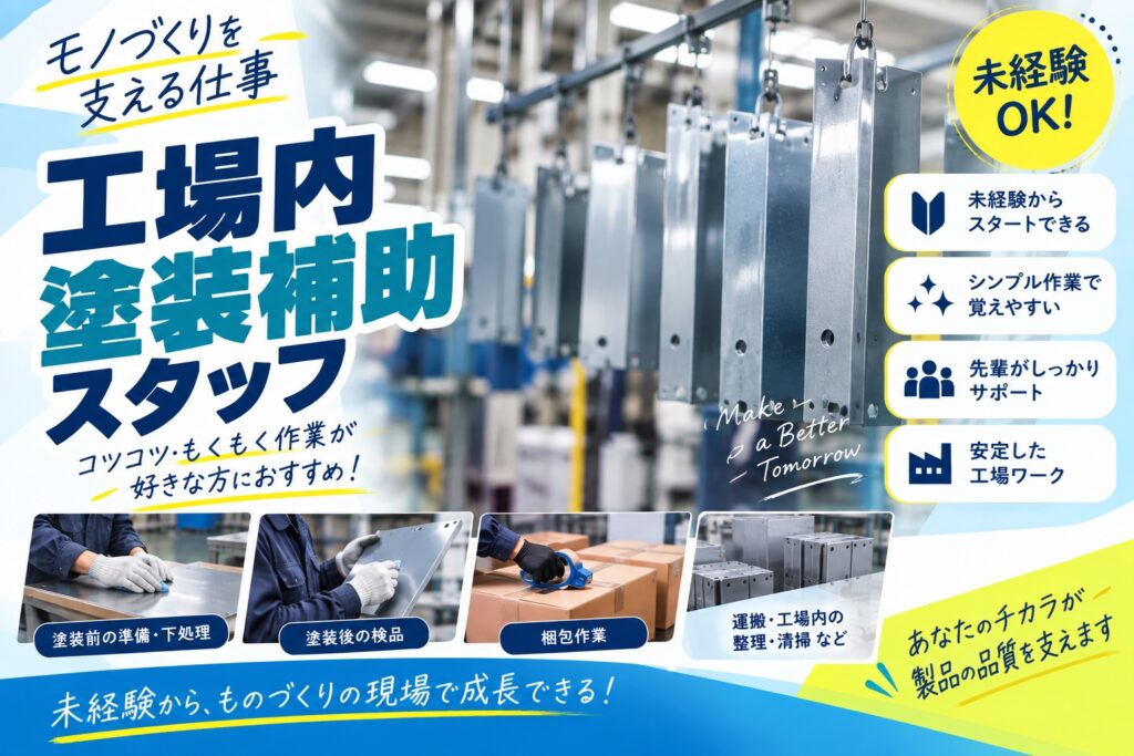 モクモク作業中心◎工場内での塗装補助スタッフの職場写真