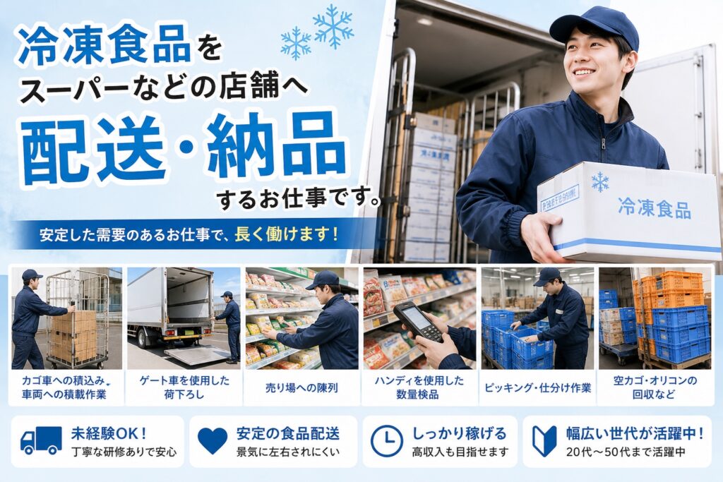 カゴ台車中心◎体への負担を抑えて働ける◎人気のルート配送のお仕事ですの職場写真