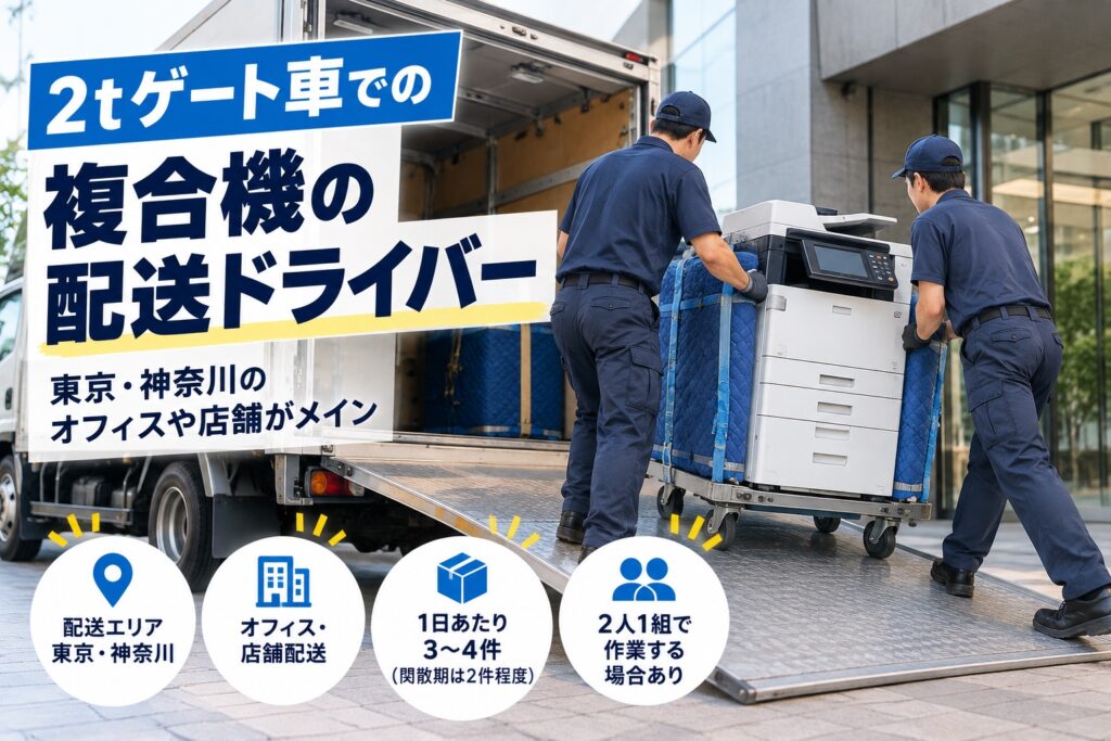 複合機配送スタッフ◎件数少なめだから一件一件にしっかり向き合える仕事ですの職場写真